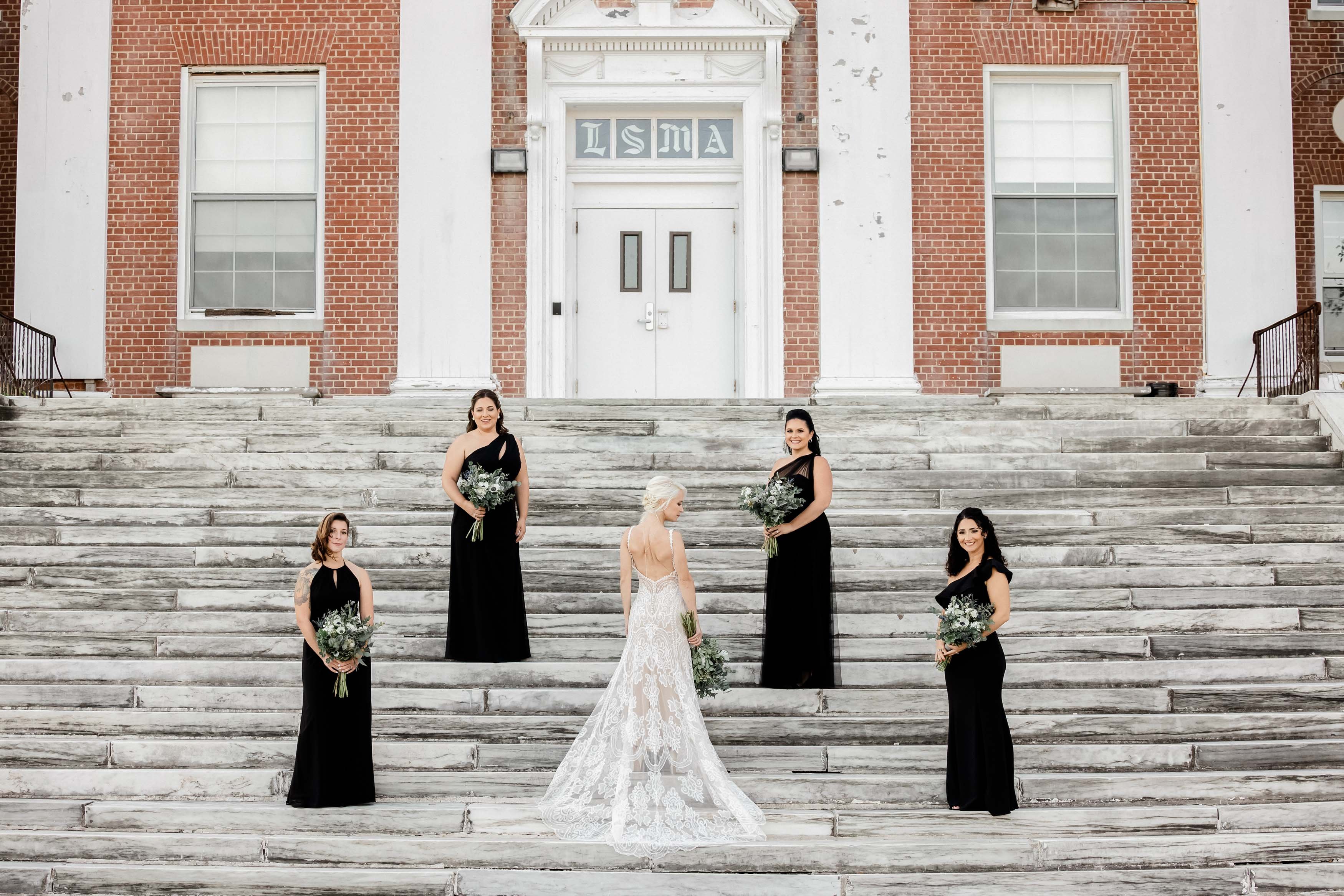 Bourne Mansion Wedding - Bride and Bridesmaids