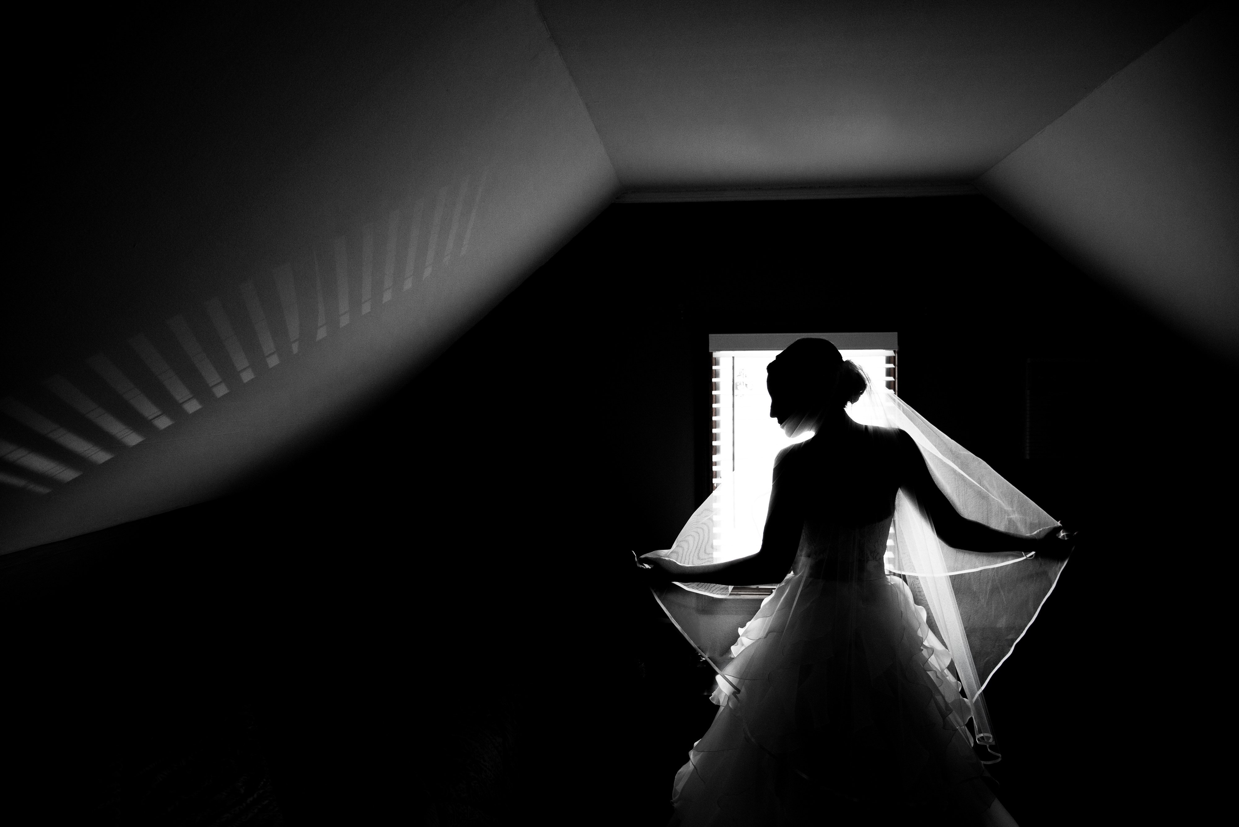 Silhouette of Bride at Fox Hollow | Lotus Wedding Photography